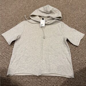 H&M DIVIDED Lightweight Short-Sleeve Hoodie Sweatshirt - Light Gray NWT